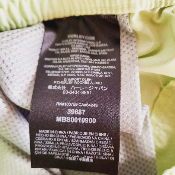 Hurley One And Only Solid Volley Boardshort 17" Lime Green Shorts Size Large - Picture 11 of 12